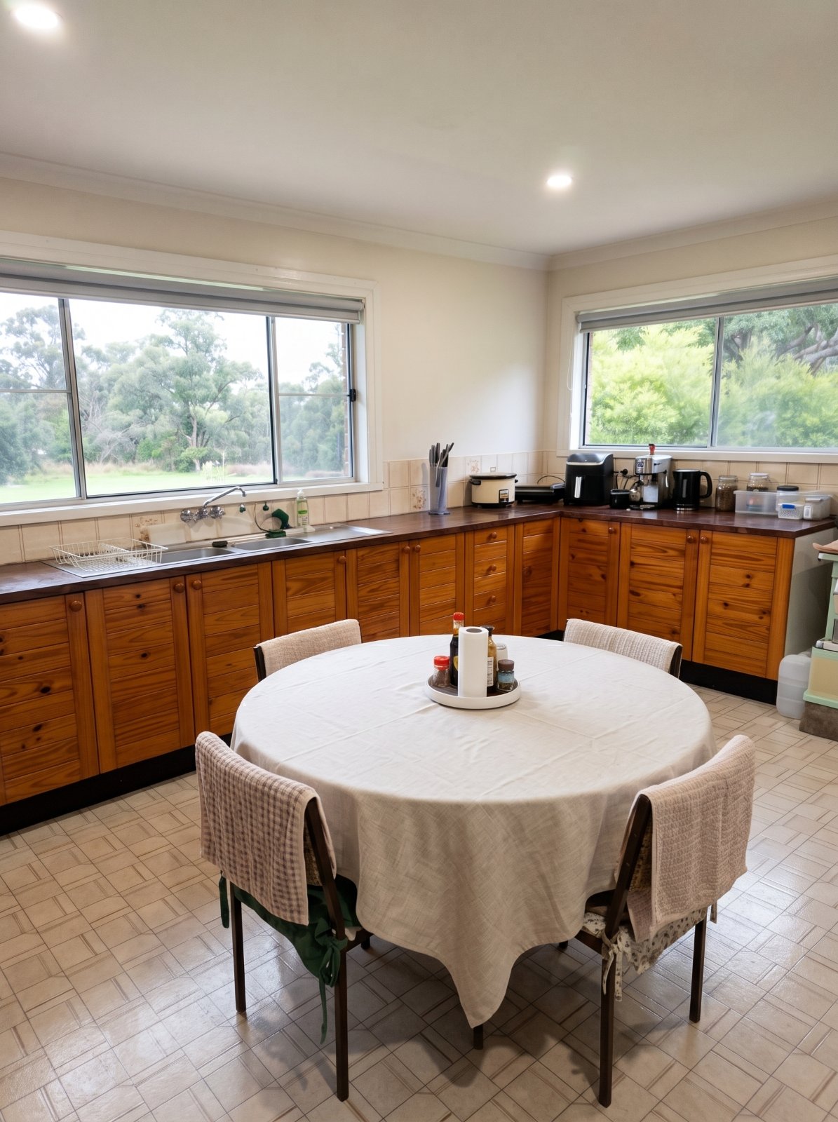 Kitchen, dining and shared living space