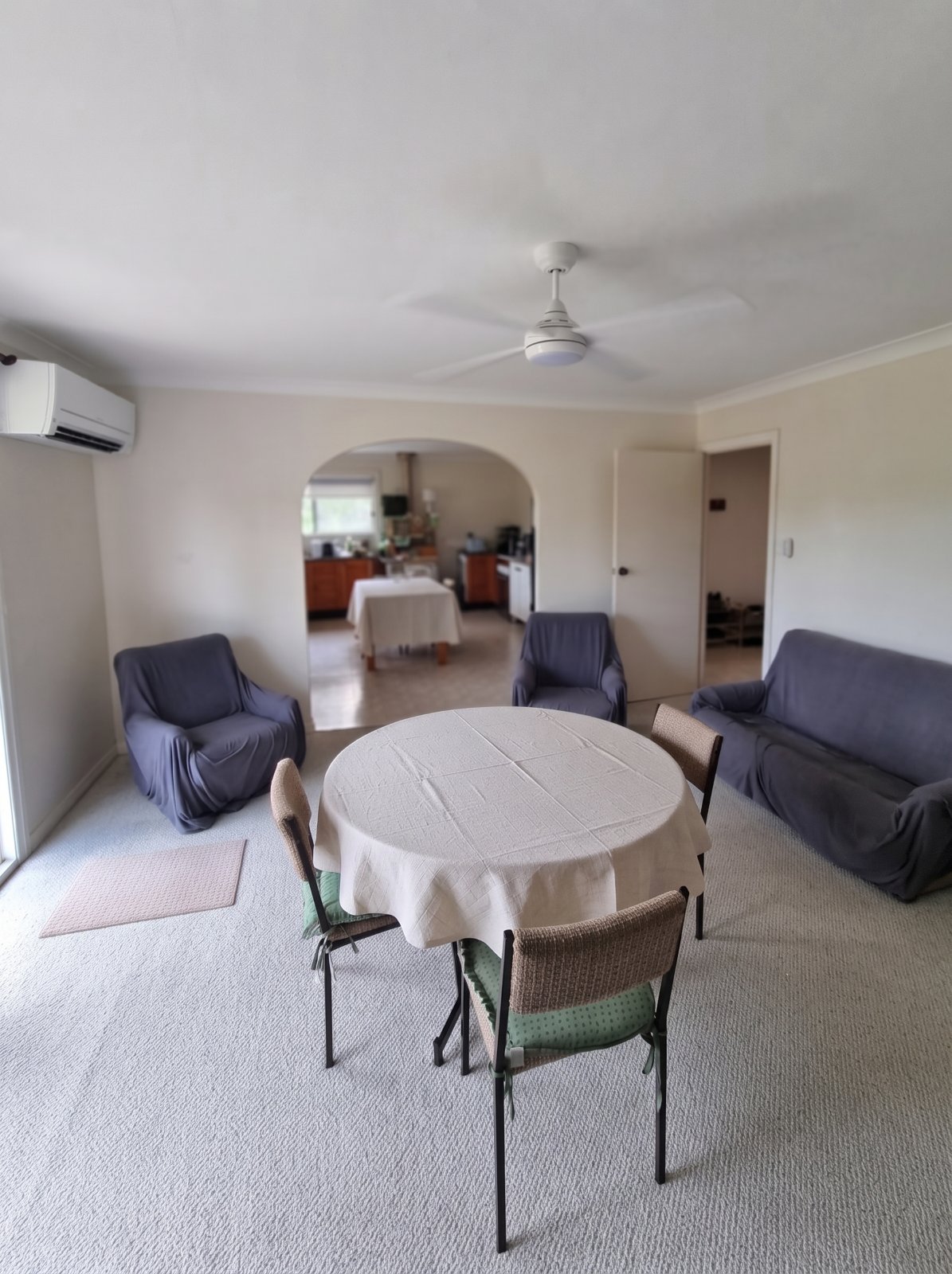 Furnished shared living and dining area